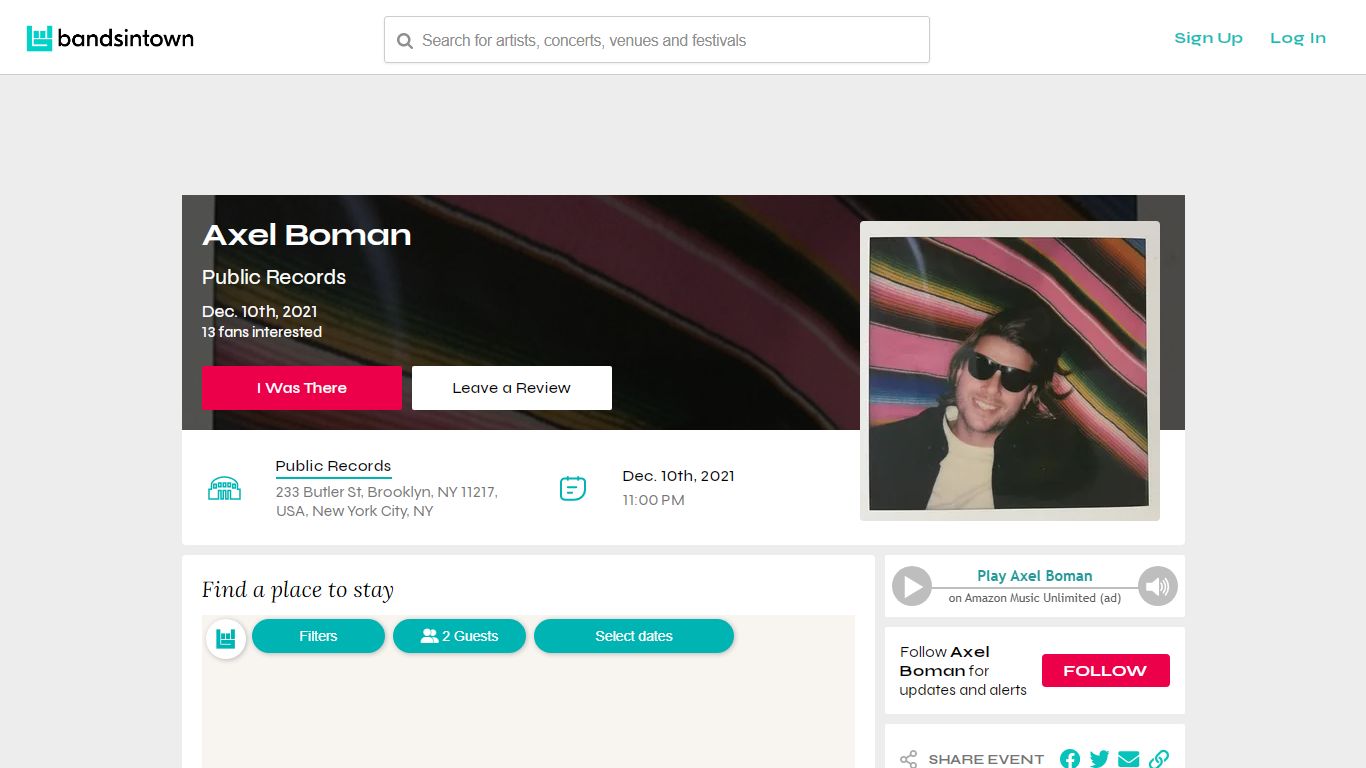 Bandsintown | Axel Boman Tickets - Public Records, Dec 10, 2021